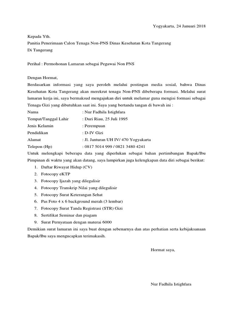 Contoh Surat Lamaran Cpns Pemerintah Kota Tangerang