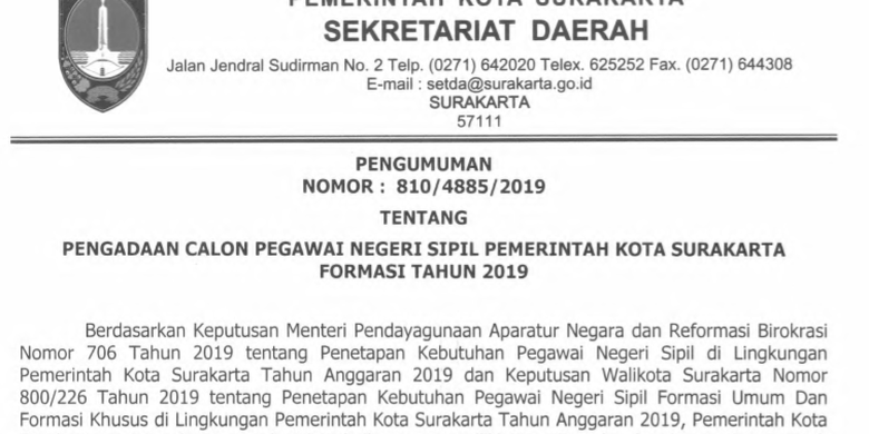 Contoh Surat Lamaran Cpns Pemkab Tegal Thaun 2019
