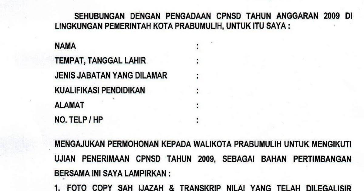 Contoh Surat Lamaran Cpns Prabumulih