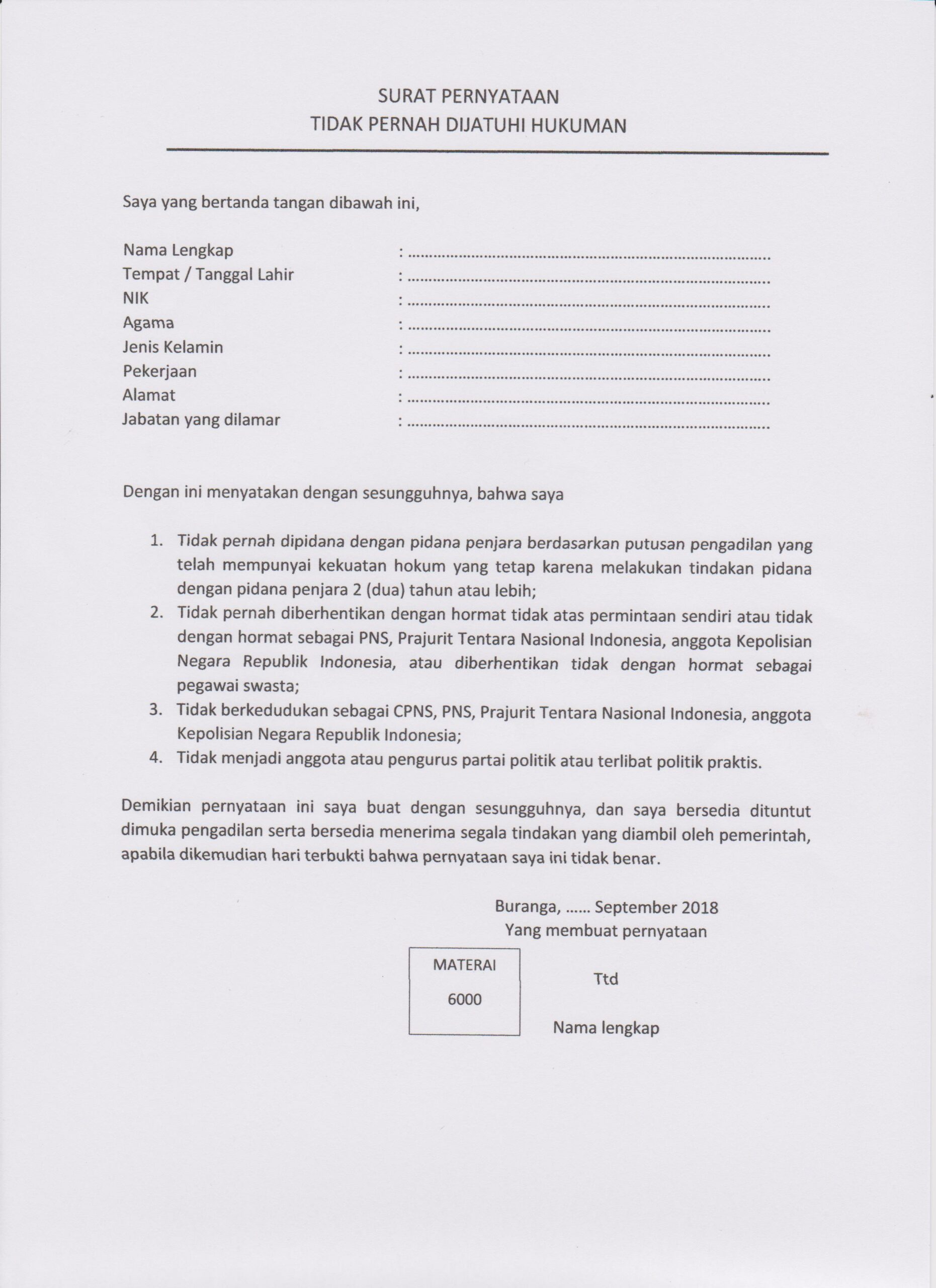 Contoh Surat Lamaran Cpns Provinsi Sulut