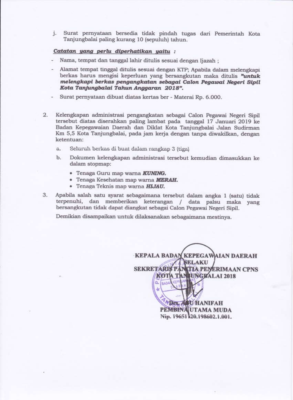 Contoh Surat Lamaran Cpns Provinsi Sumatera Utara Doc