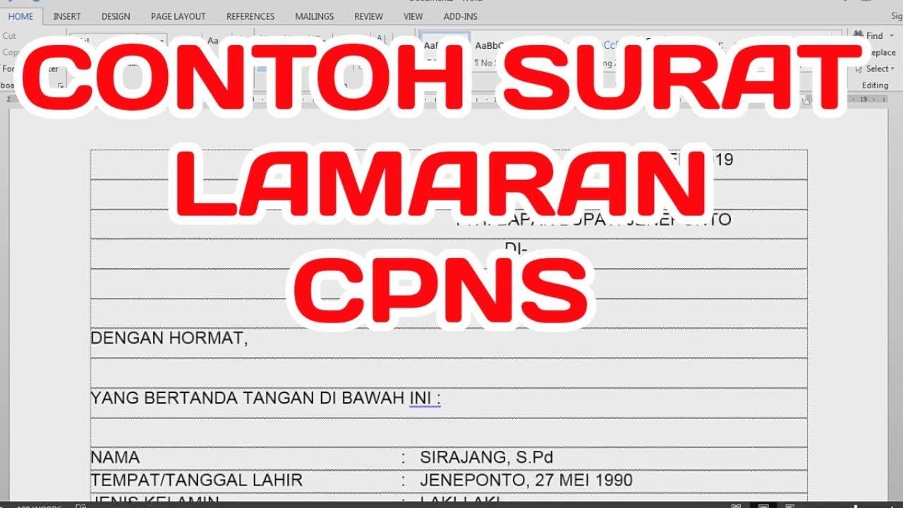 Contoh Surat Lamaran Cpns Rektorat