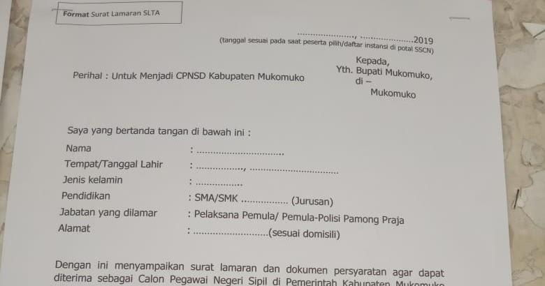 Contoh Surat Lamaran Cpns Tanjabtim