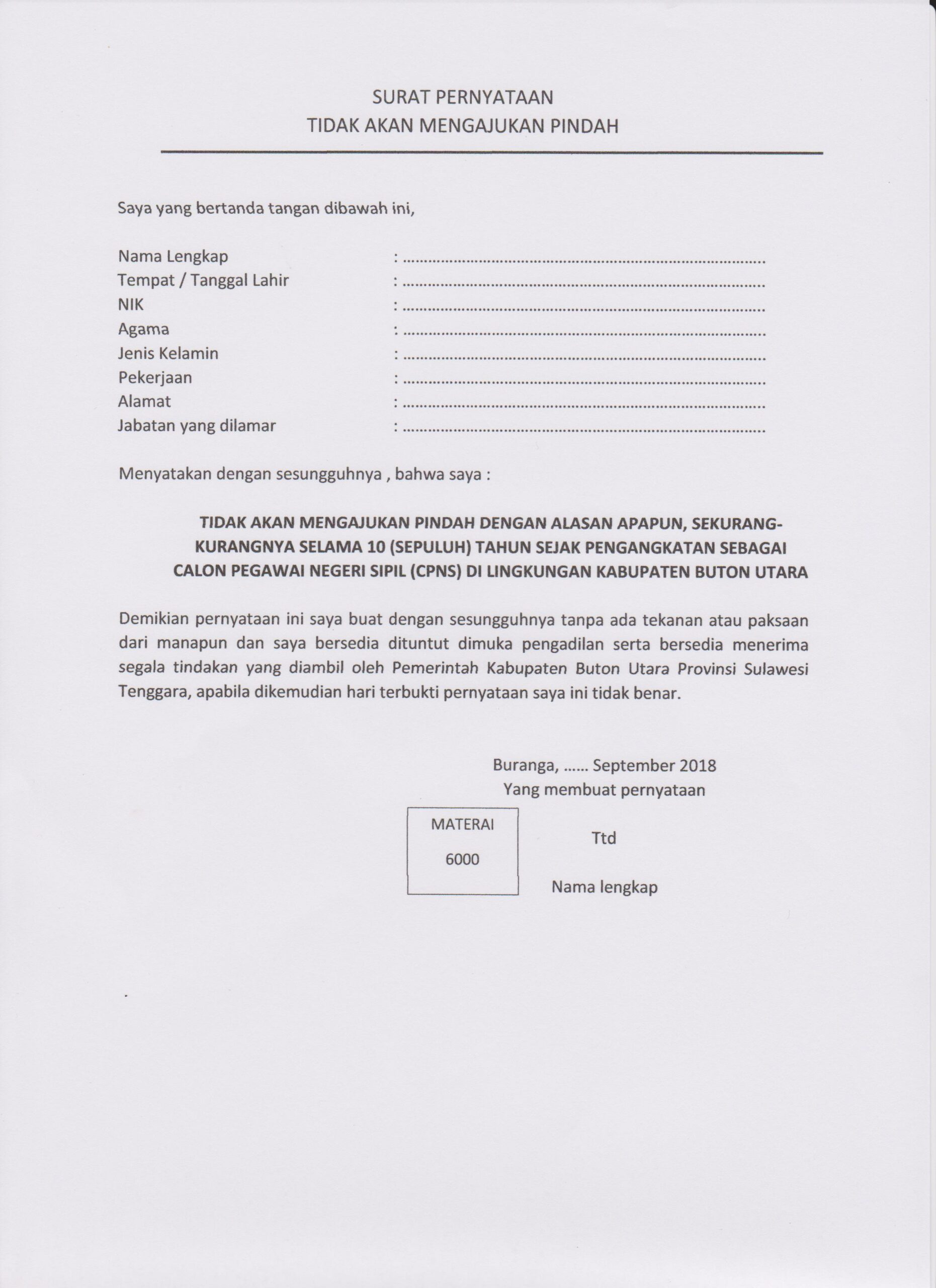 Contoh Surat Lamaran Cpns Untuk Pemerintah Kabupaten