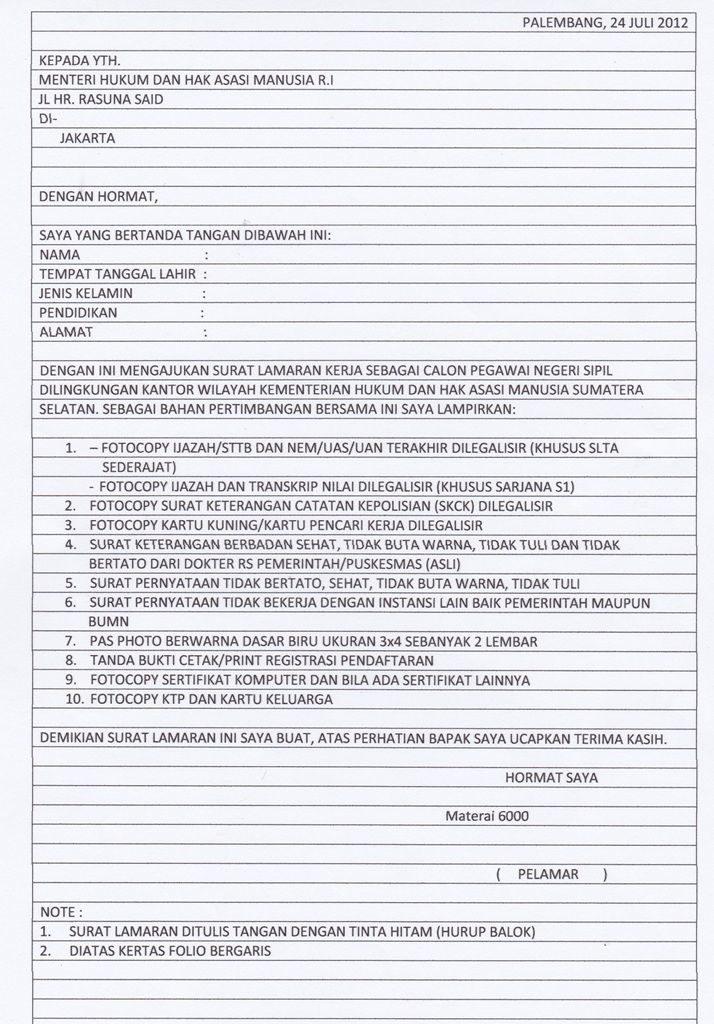 Contoh Surat Lamaran Cpsn Jombang