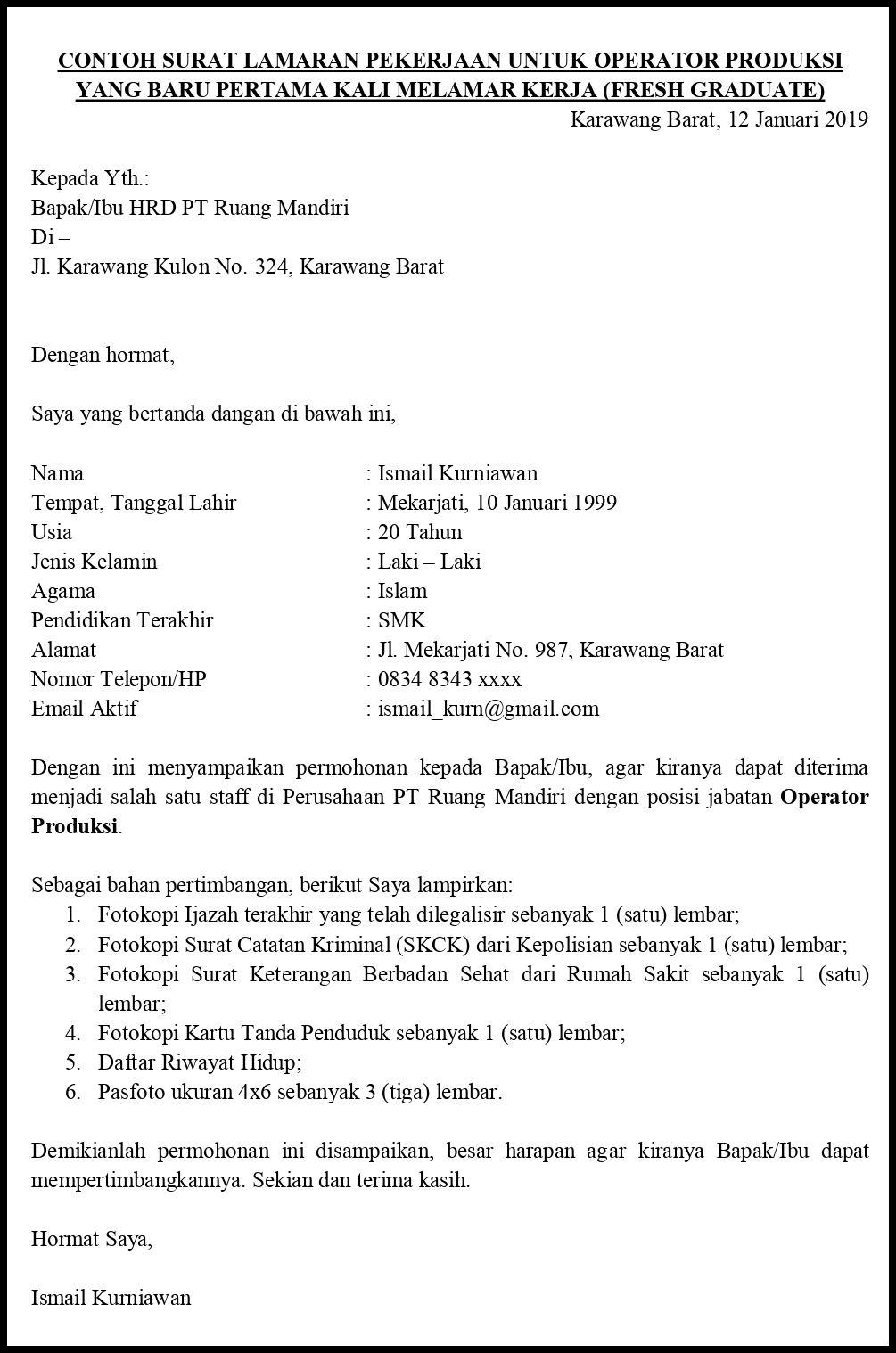 Contoh Surat Lamaran Dalam Bahasa Indonesia Lewat Email