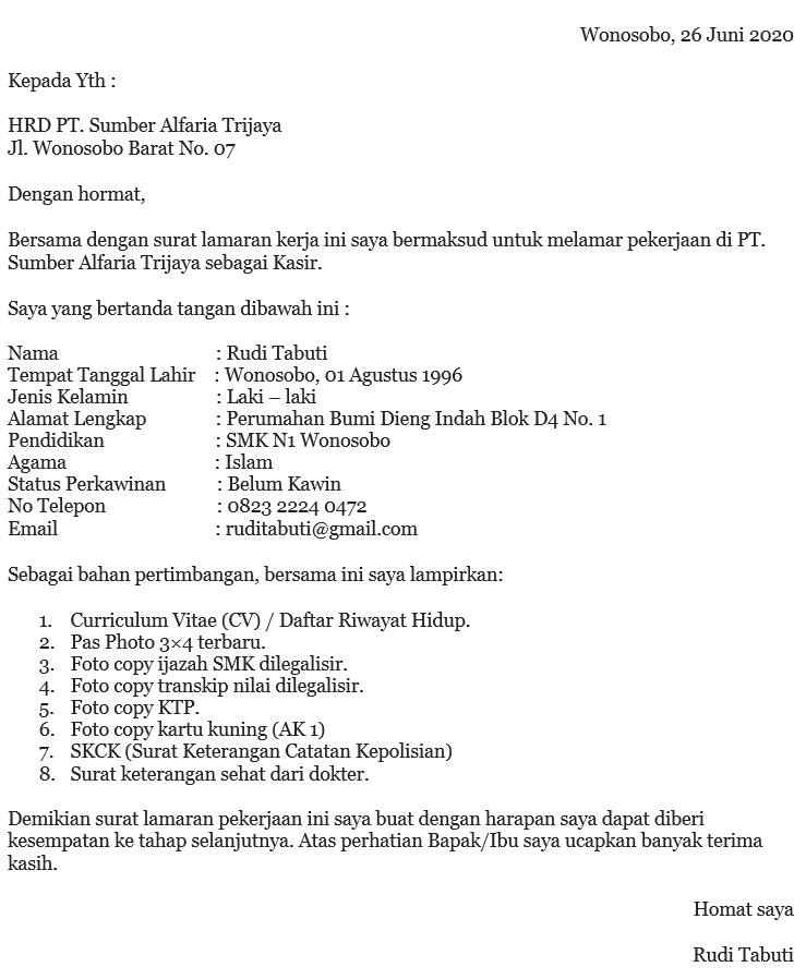 Contoh Surat Lamaran Dan Cv Penerjemah