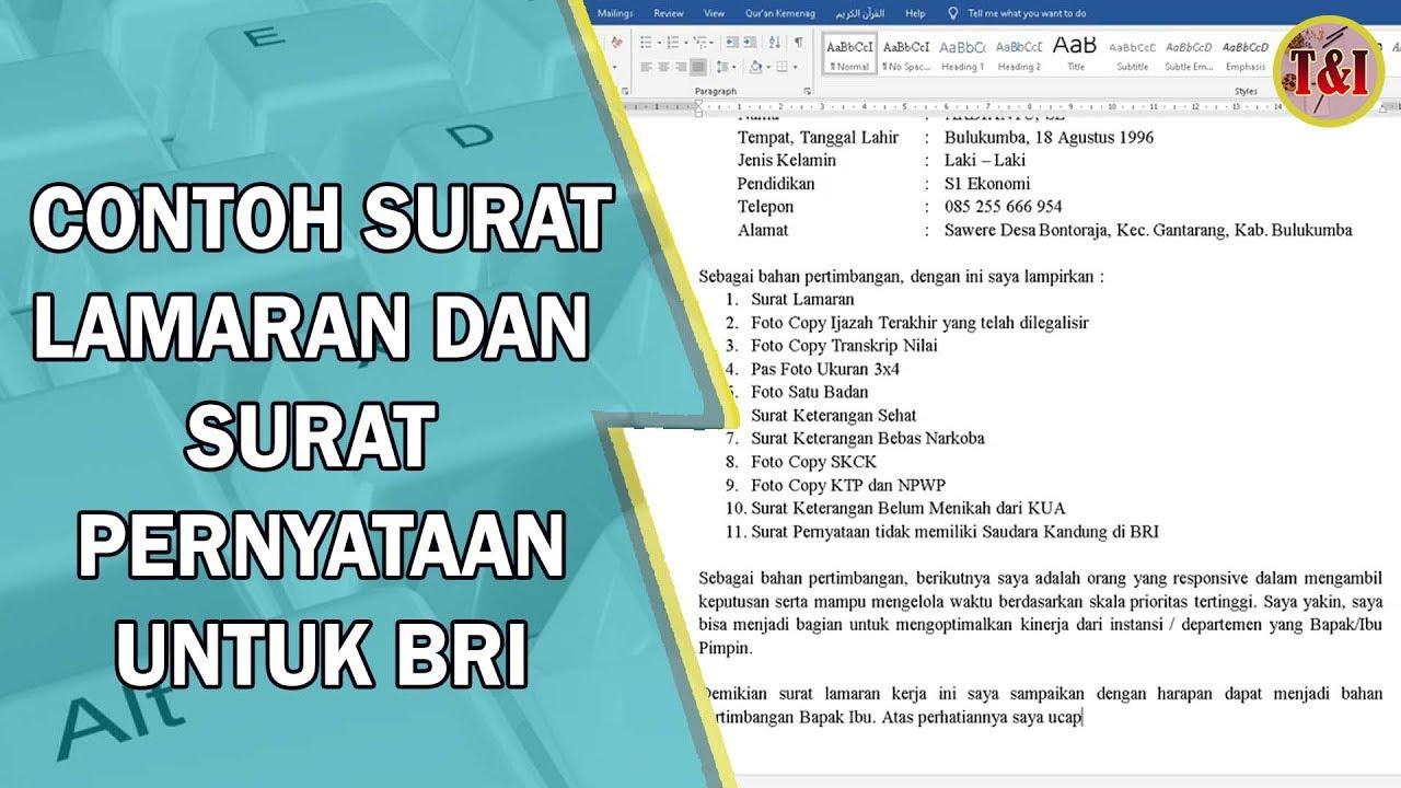 Contoh Surat Lamaran Dan Surat Pernystsn