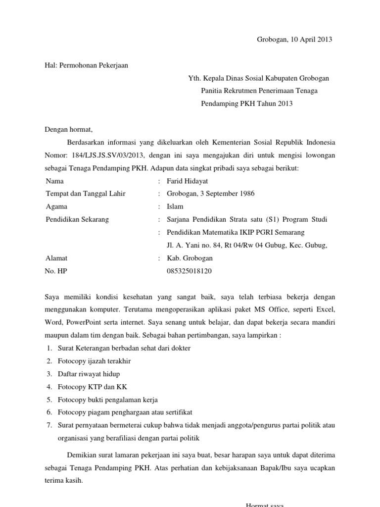 Contoh Surat Lamaran Dinsos Provinsi Jawa Barat