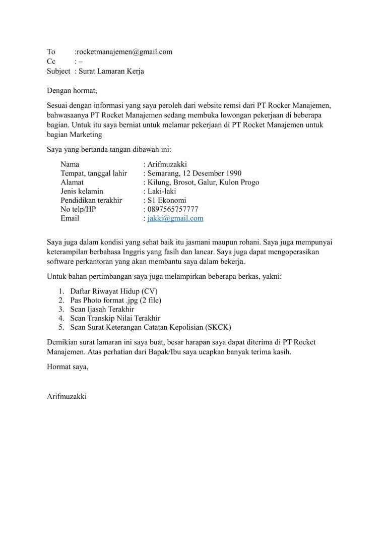 Contoh Surat Lamaran Kerja Alfamart Palembang