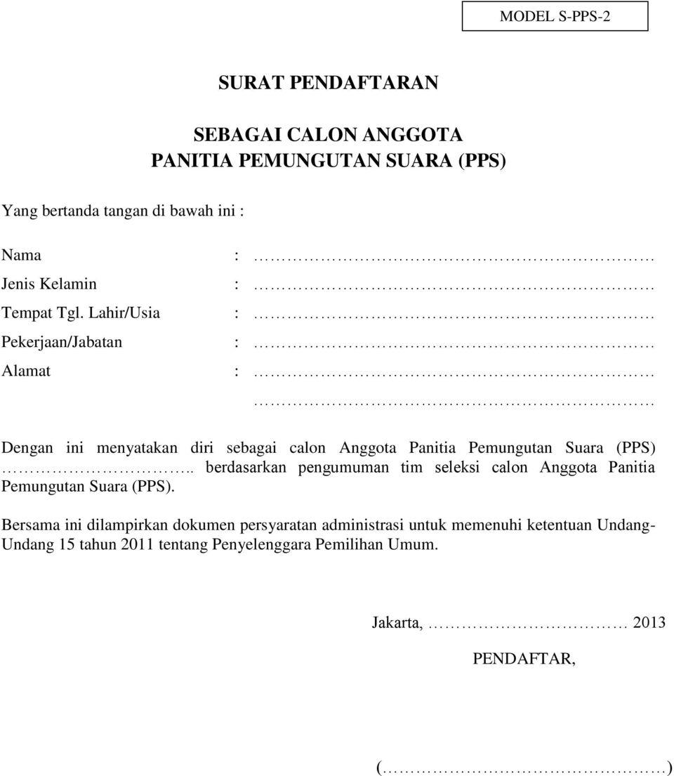 Contoh Surat Lamaran Kerja Anggota Pps Pdf