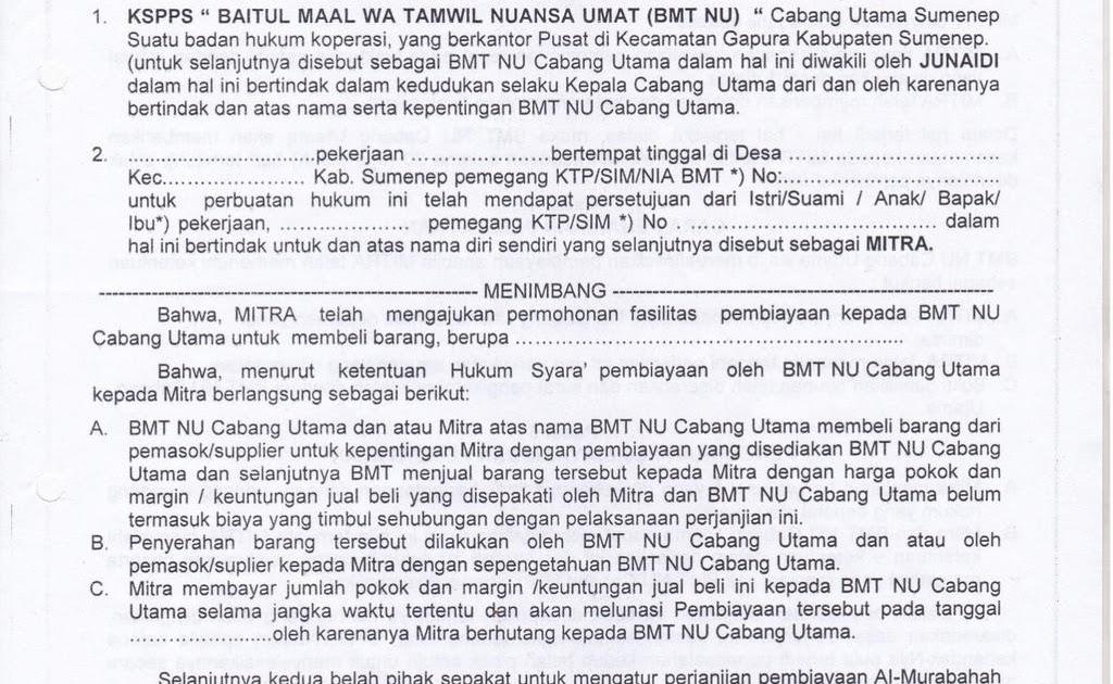 Contoh Surat Lamaran Kerja Bmt Nu