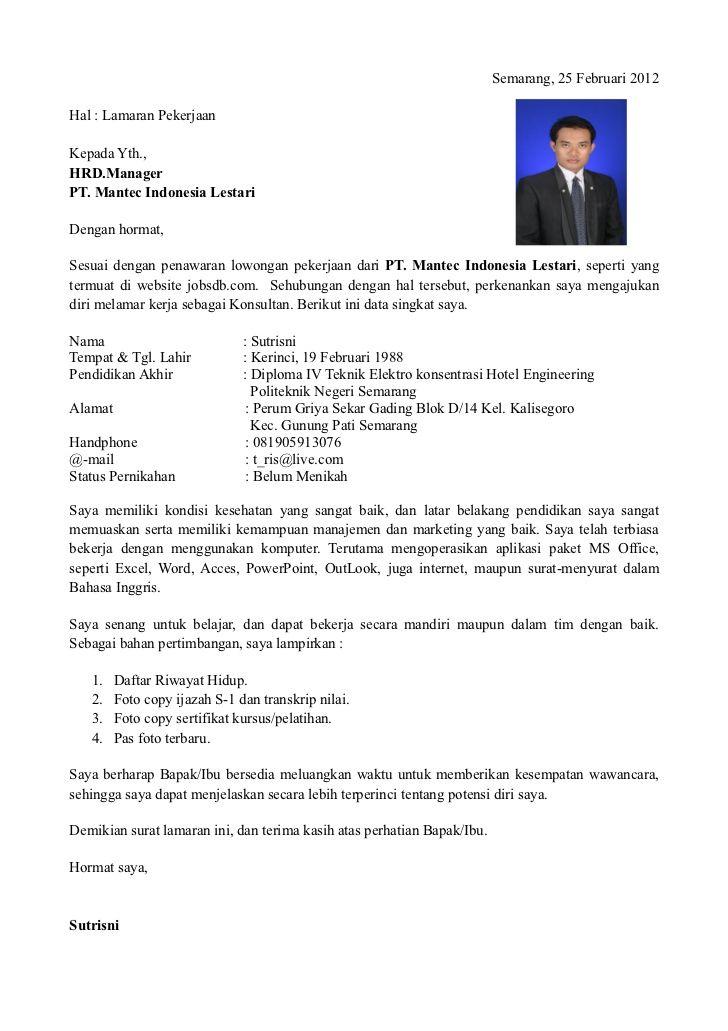 Contoh Surat Lamaran Kerja Dan Cv Baik