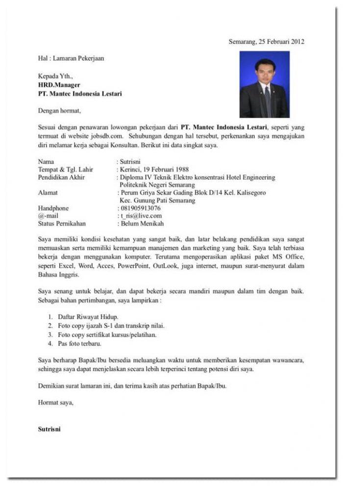 Contoh Surat Lamaran Kerja Di Kantor Pos Indonesia
