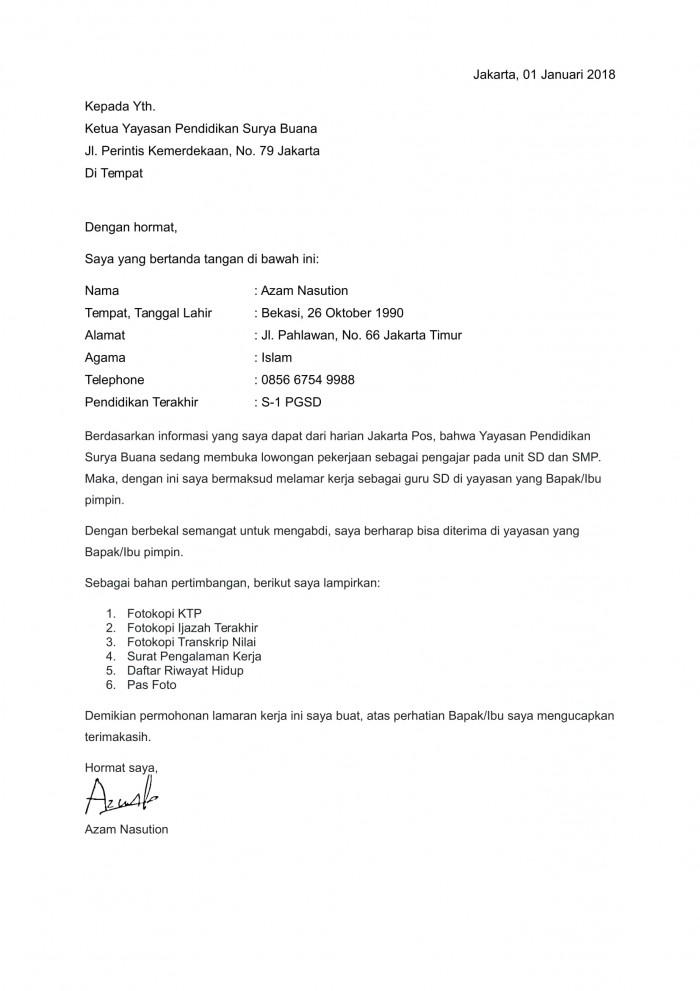 Contoh Surat Lamaran Kerja Di Kanwil Kemenag Surabaya