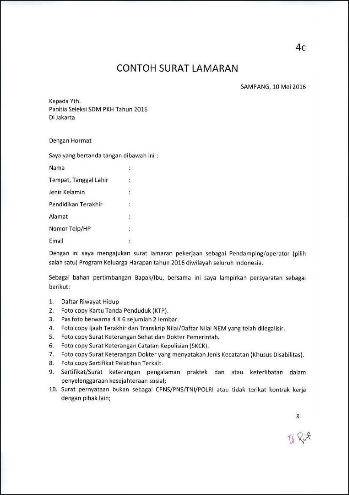 Contoh Surat Lamaran Kerja Di Prodia