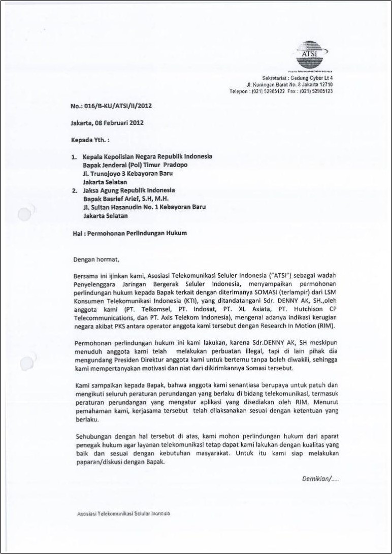 Contoh Surat Lamaran Kerja Di Pt Pks