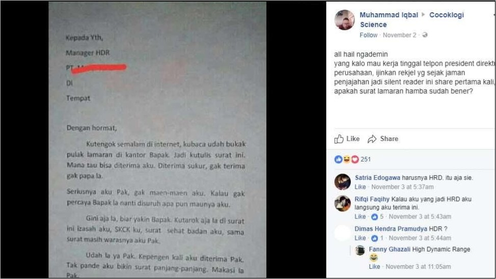 Contoh Surat Lamaran Kerja Di Smartfren