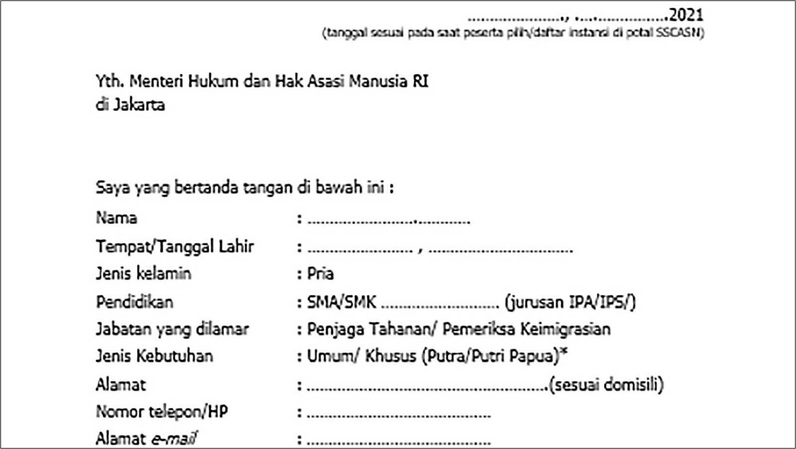 Contoh Surat Lamaran Kerja Di Tempat Hukum