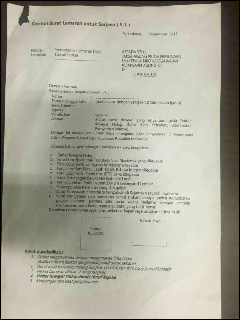 Contoh Surat Lamaran Kerja Dinas Peternakan Doc