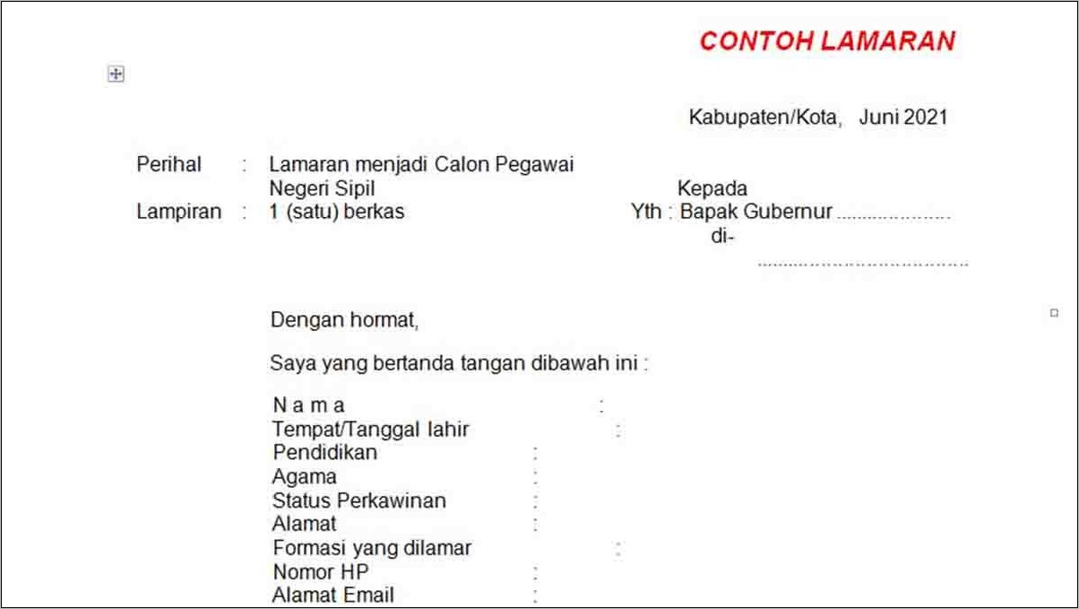 Contoh Surat Lamaran Kerja Distik