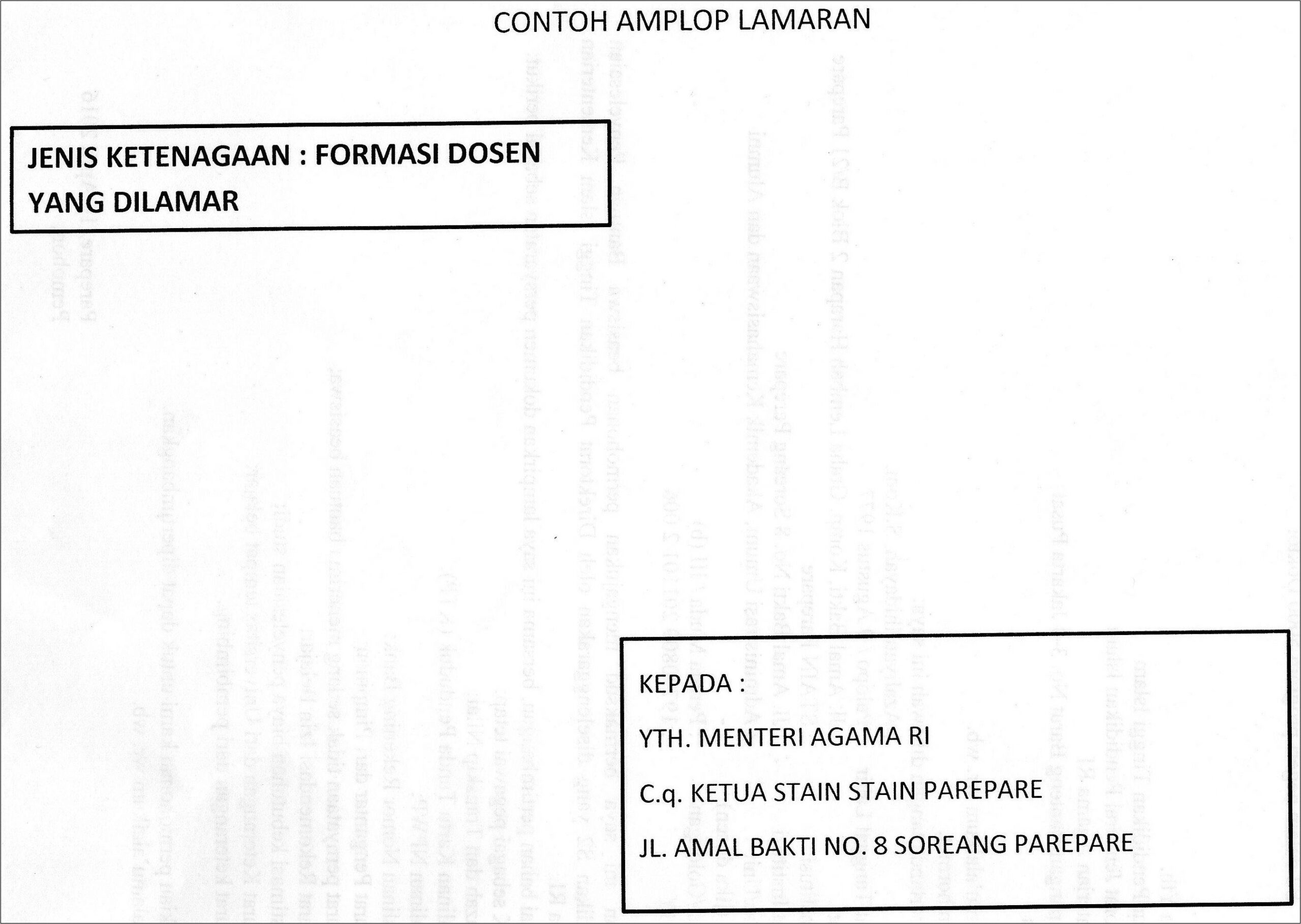 Contoh Surat Lamaran Kerja Dosen Stain