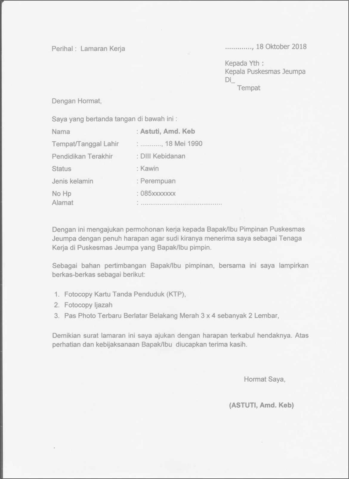 Contoh Surat Lamaran Kerja Jpg