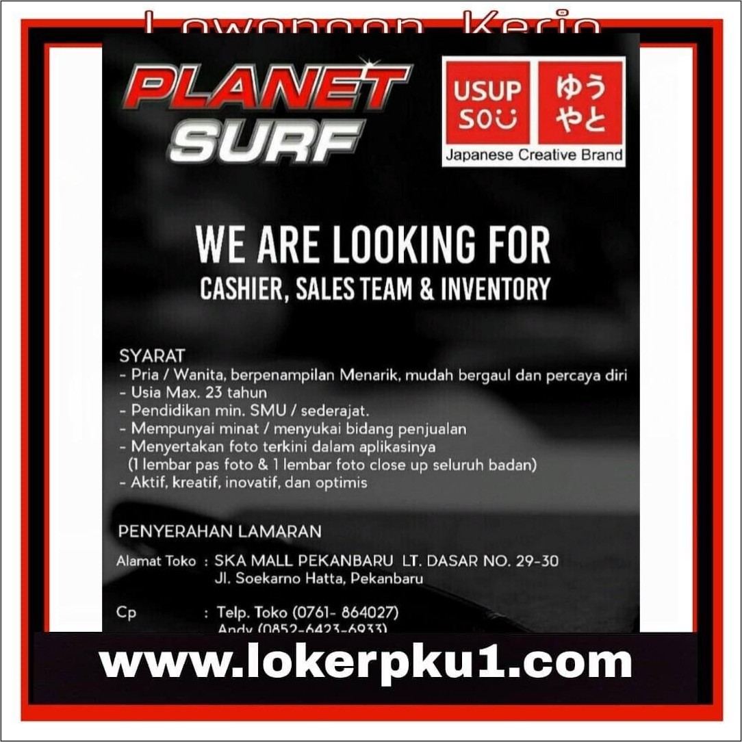 Contoh Surat Lamaran Kerja Ke Planet Surf