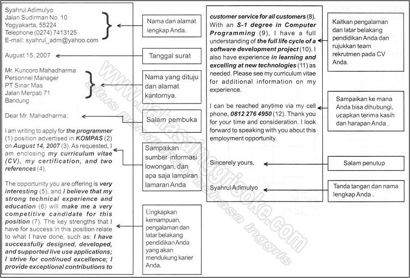 Contoh Surat Lamaran Kerja Ke Professor Bahasa Inggris