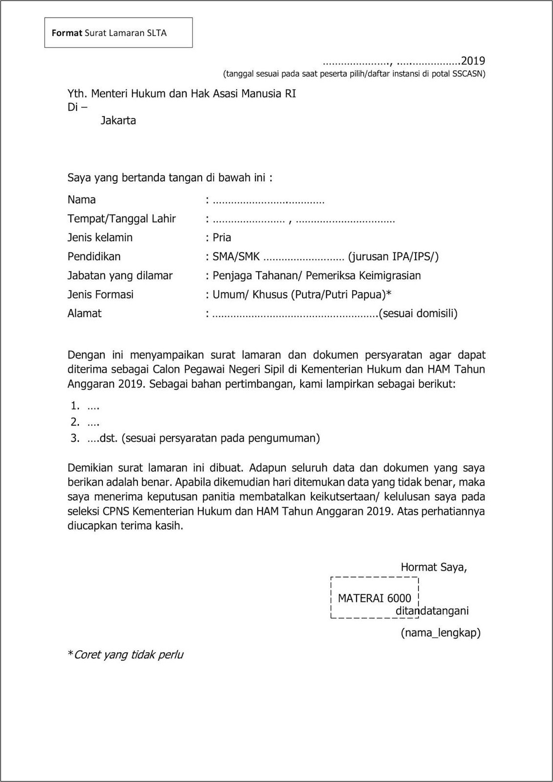 Contoh Surat Lamaran Kerja Kontrak Di Pemerintah Kota Makassar
