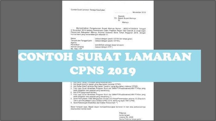 Contoh Surat Lamaran Kerja Mengikuti Seleksi Cpns Prov Sulut 2019