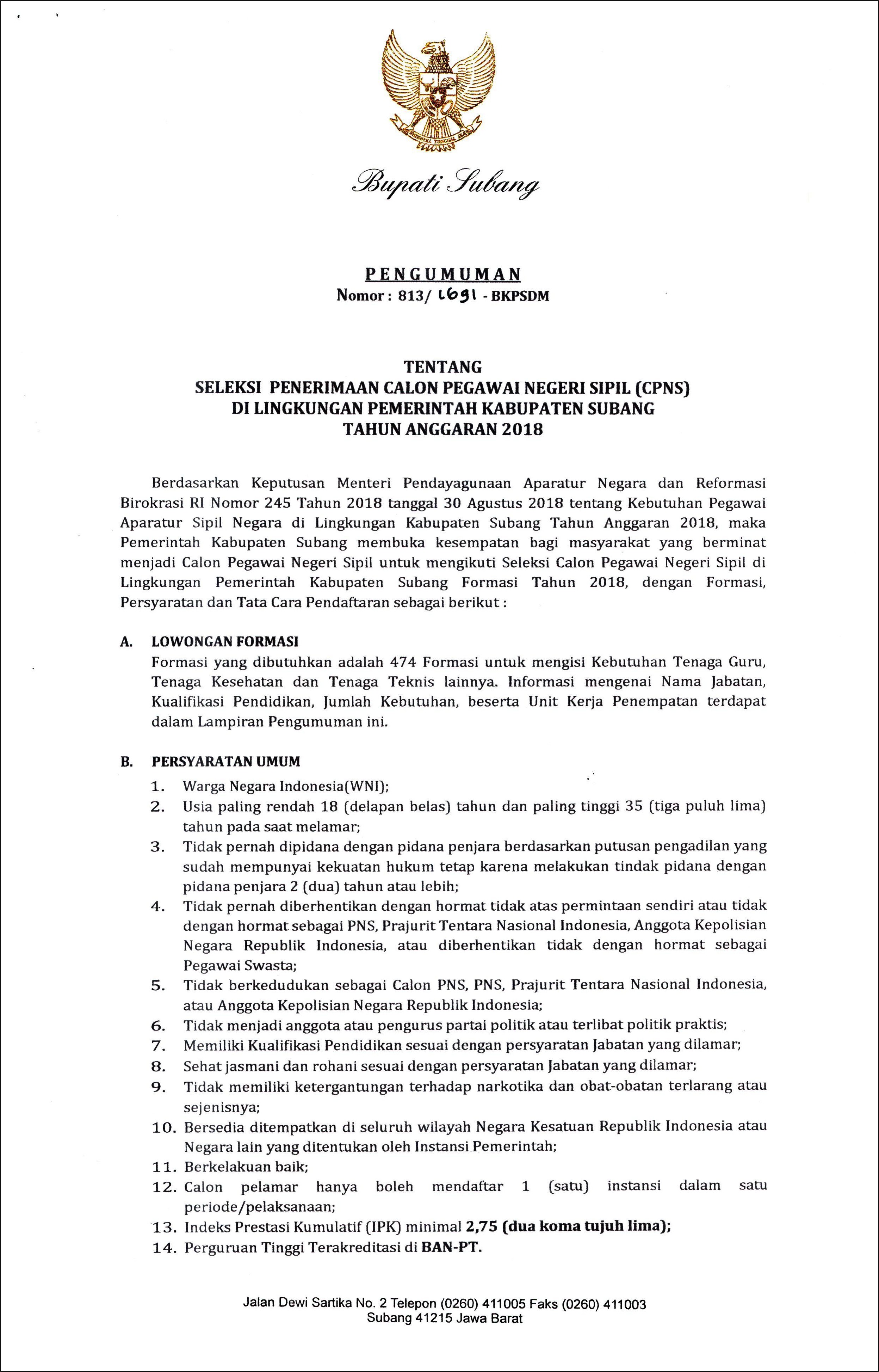 Contoh Surat Lamaran Kerja Pegawai Honorer Kantor Dinas Pemerintahan Daerah