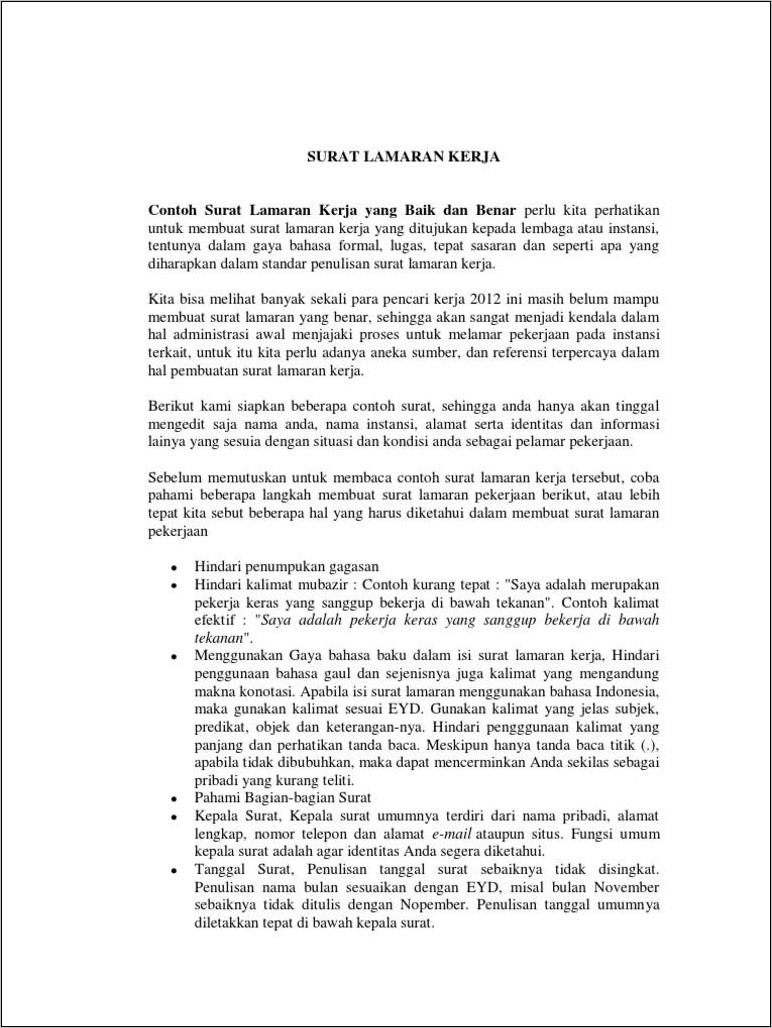 Contoh Surat Lamaran Kerja Pns Walikota Tangerang Selatan