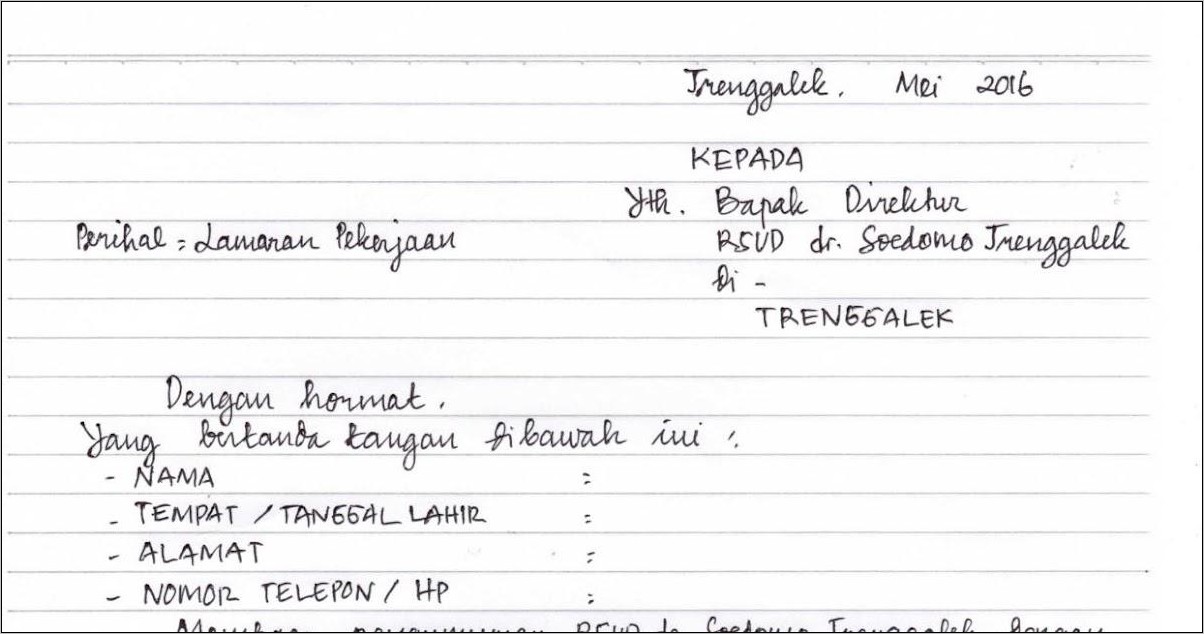 Contoh Surat Lamaran Kerja Pt Nesia Pan Pacific