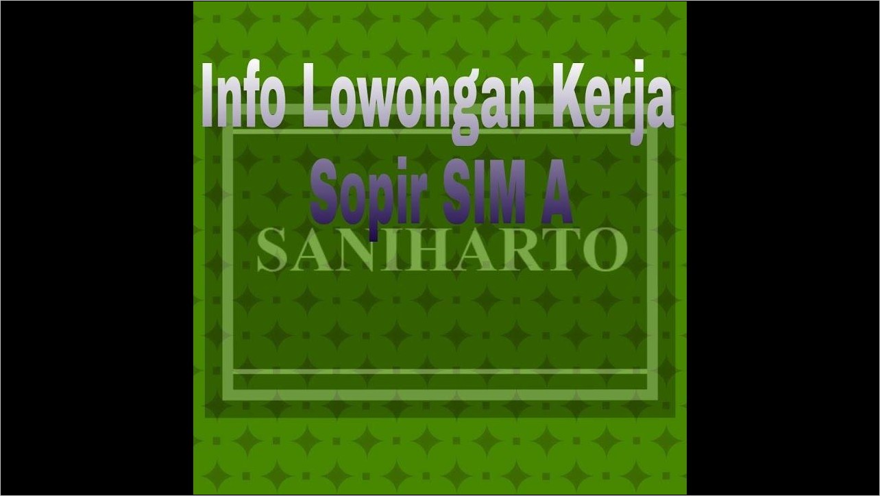 Contoh Surat Lamaran Kerja Pt Saniharto