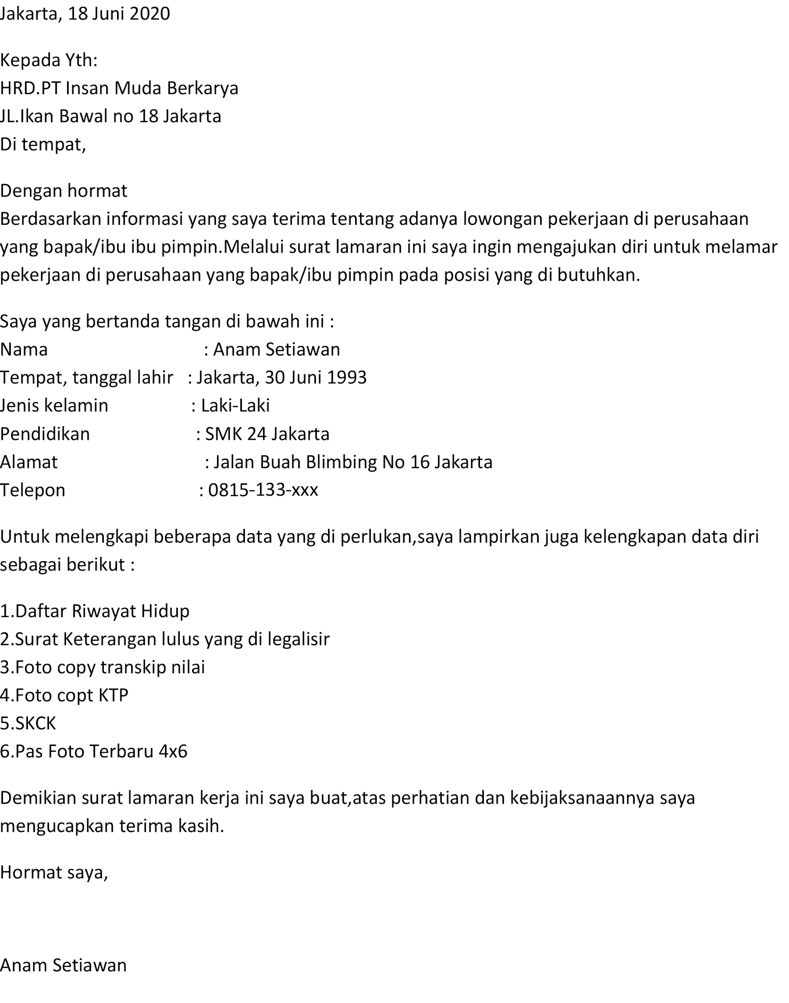 Contoh Surat Lamaran Kerja Trader Forex