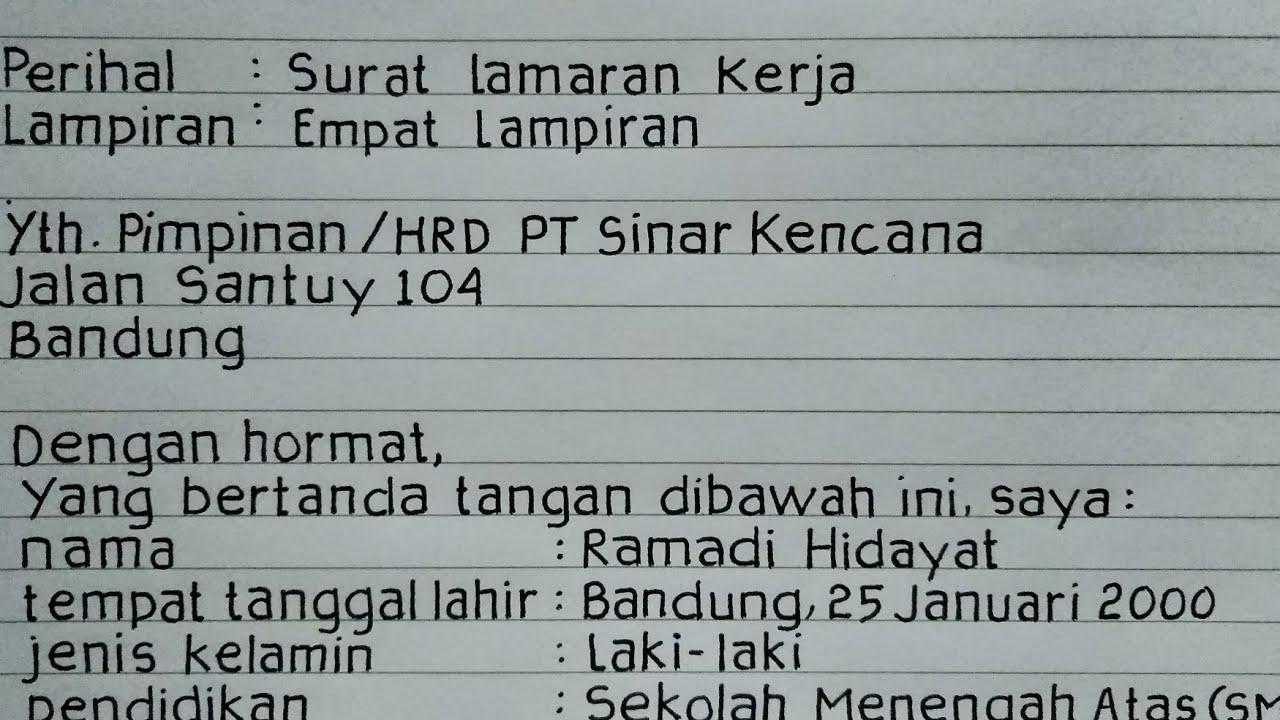 Contoh Surat Lamaran Kerja Tulis Tangan Itera