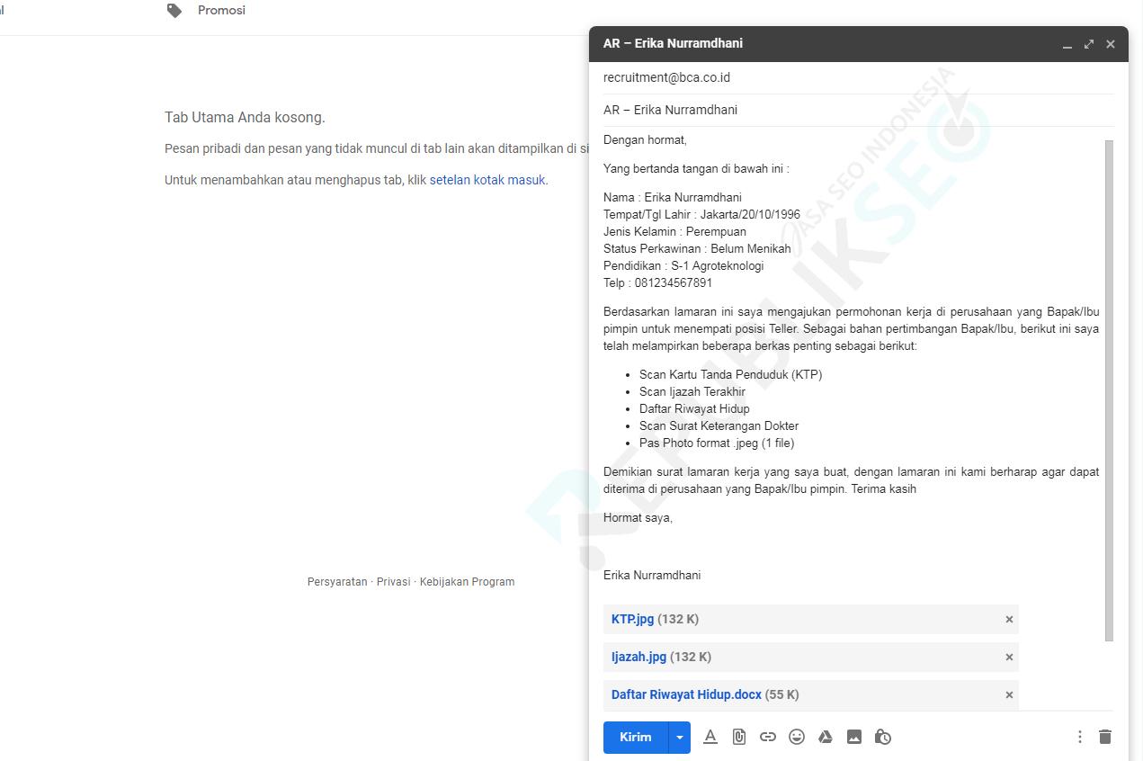 Contoh Surat Lamaran Kerja Umum Via Email