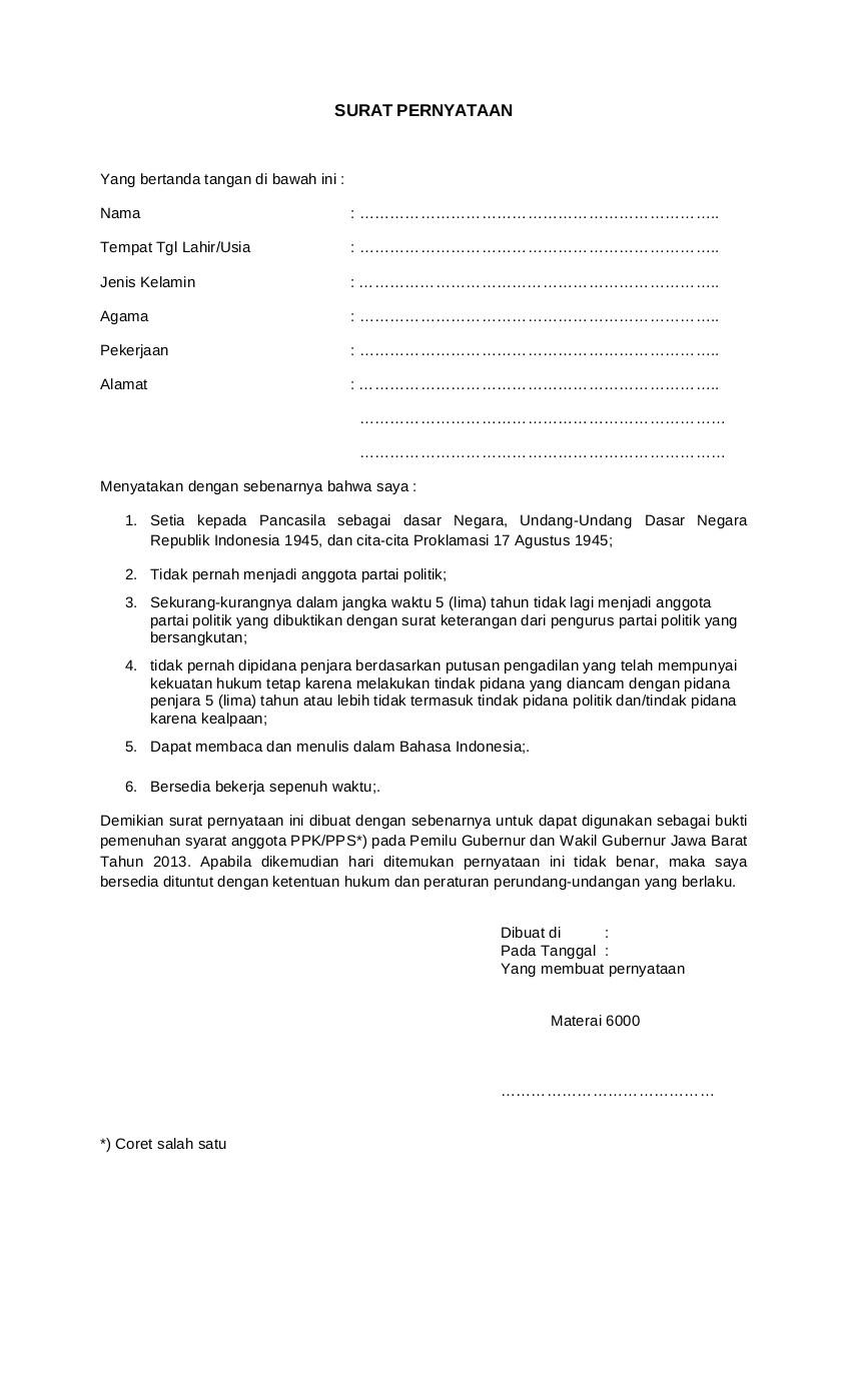 Contoh Surat Lamaran Kerja Untuk Anggota Kpps