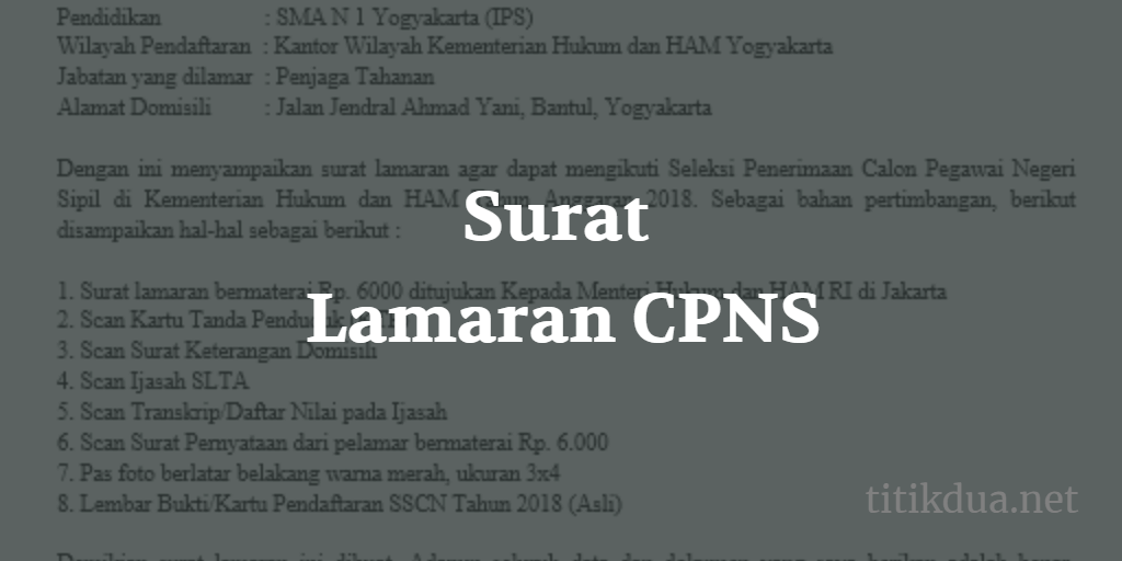 Contoh Surat Lamaran Kerja Untuk Cpns Doc