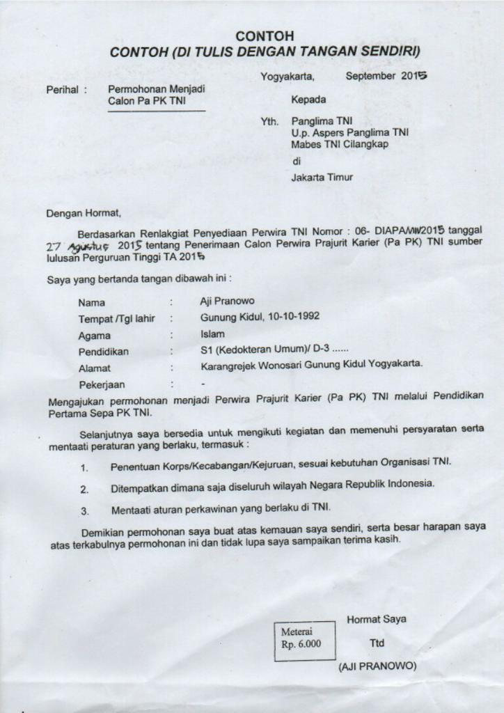 Contoh Surat Lamaran Kerja Untuk Daily Worker