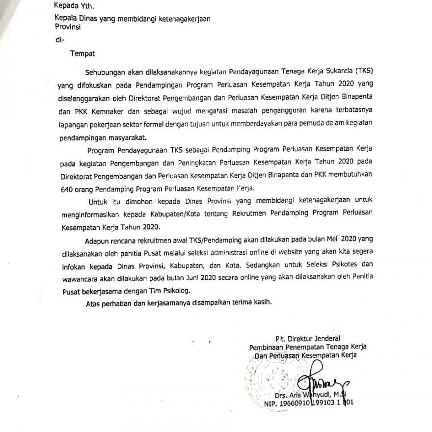 Contoh Surat Lamaran Kerja Untuk Pendamping Pkh Kementerian Sosial