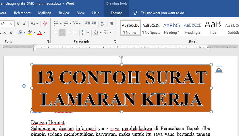 Contoh Surat Lamaran Kerja Wors