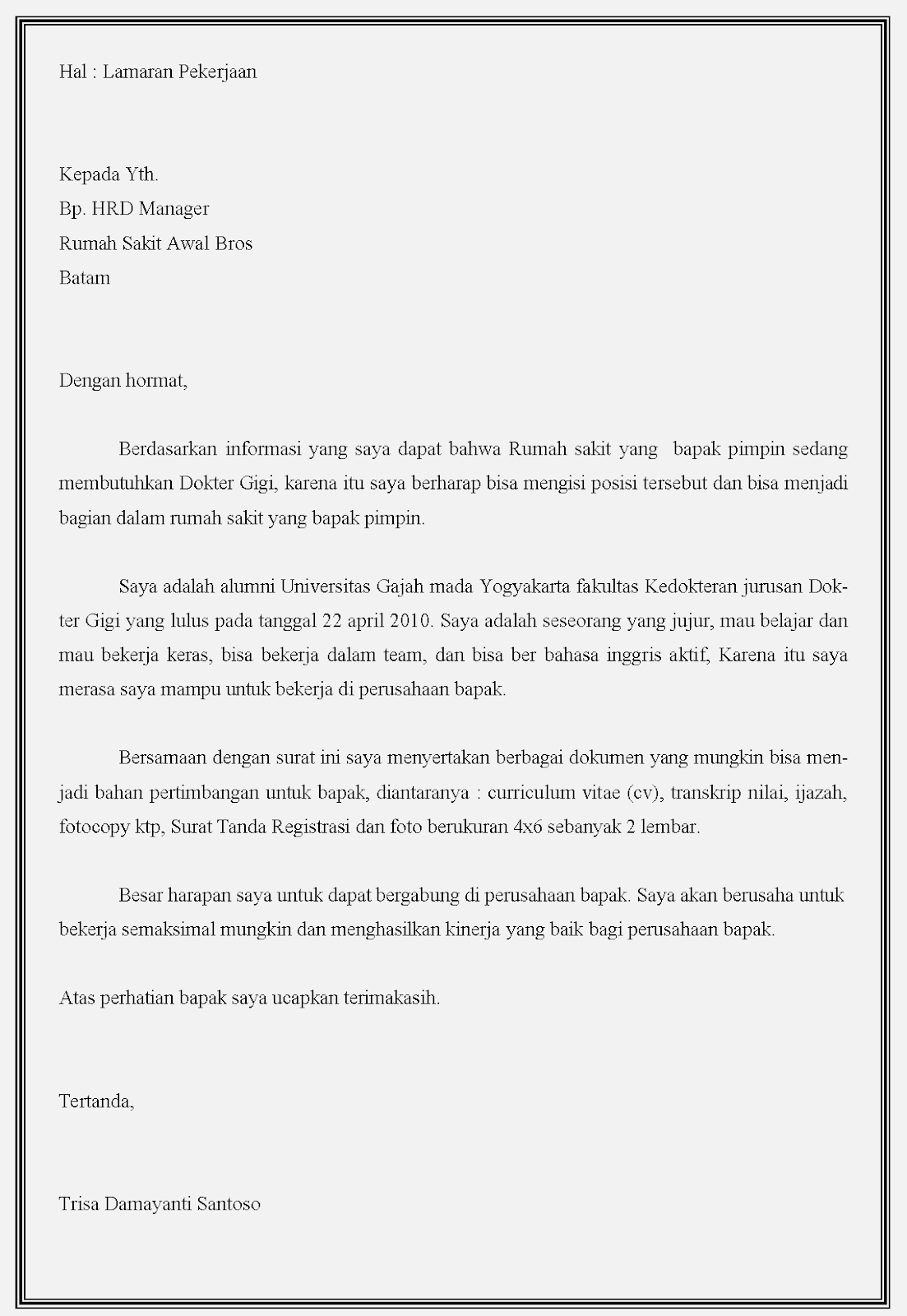 Contoh Surat Lamaran Lengkap Bahasa Indonesia Untuk Instansi Pemerintahan