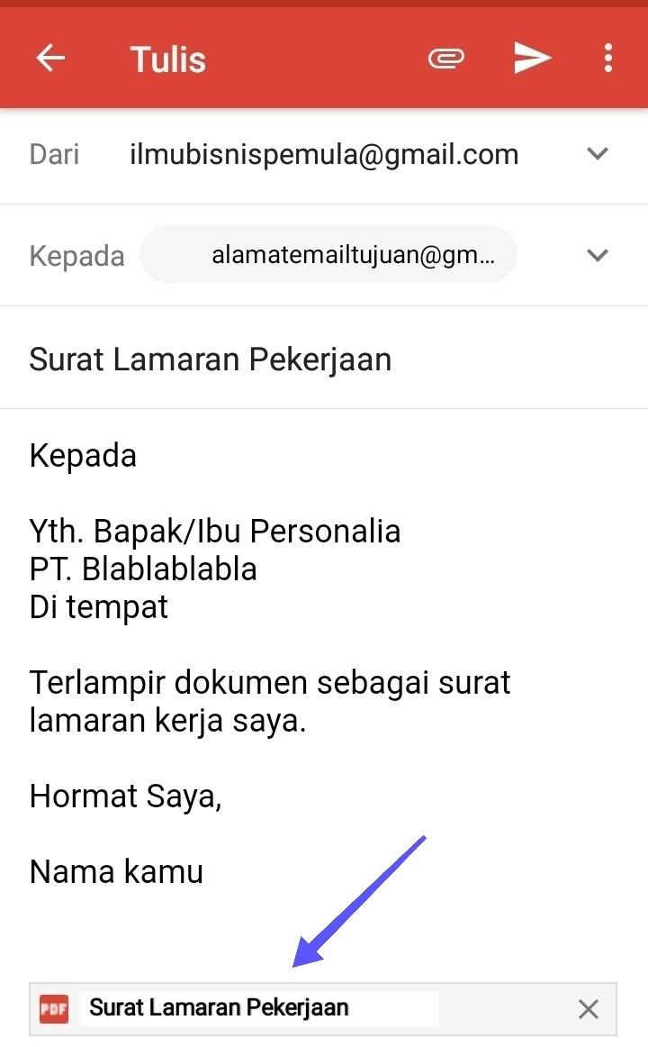 Contoh Surat Lamaran Pekerjaan Emai