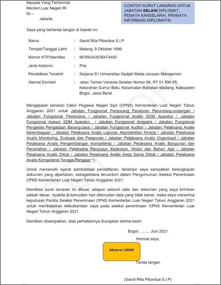 Contoh Surat Lamaran Pemkot Banjar Jawa Barat