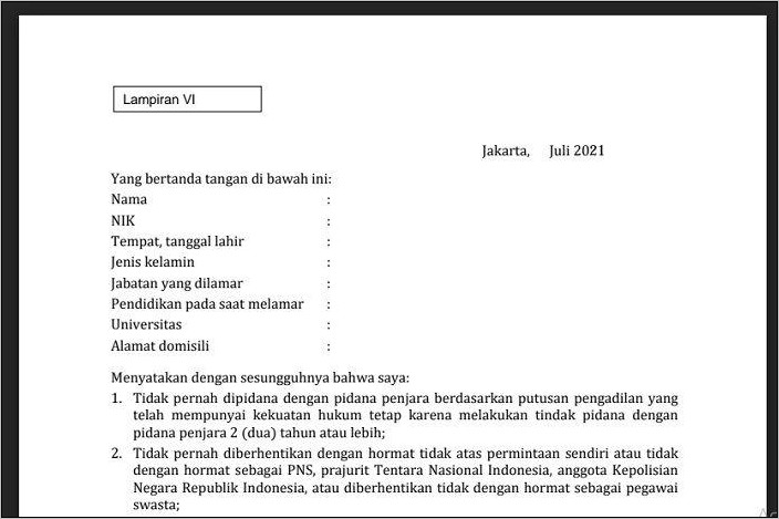 Contoh Surat Lamaran Pemprov Palembang