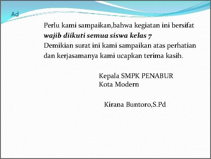 Contoh Surat Lamaran Penabur