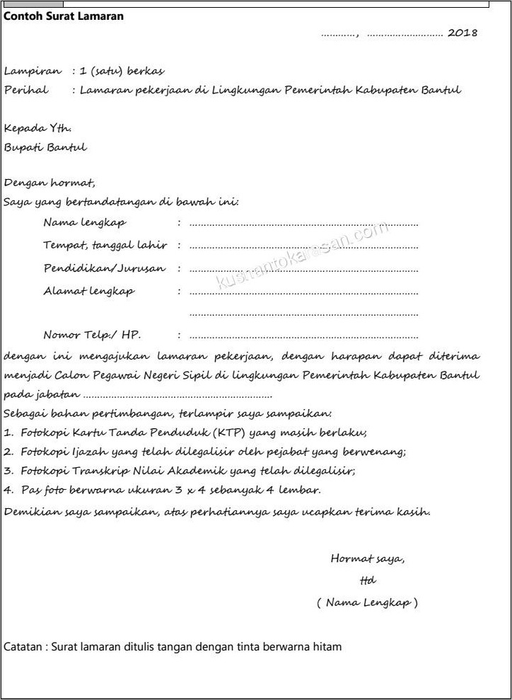 Contoh Surat Lamaran Pns Pemerintah Kota Bogor