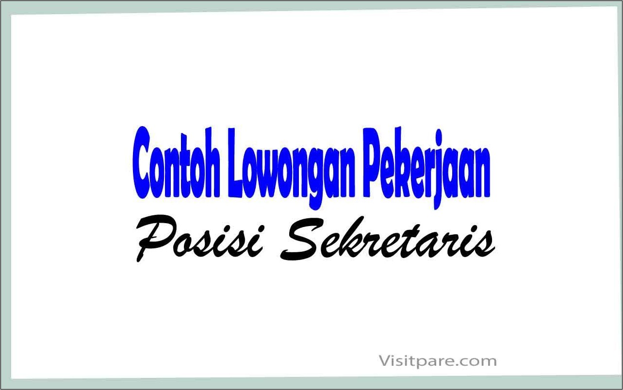 Contoh Surat Lamaran Sebagi Sekretaris Bahasa Inggris